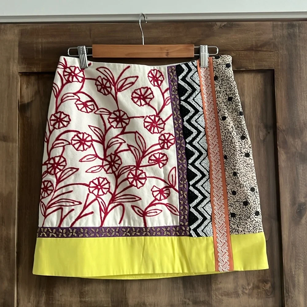 NWT Anthropologie Leif Notes Embroidered Multicolor Skirt - Picture 1 of 11